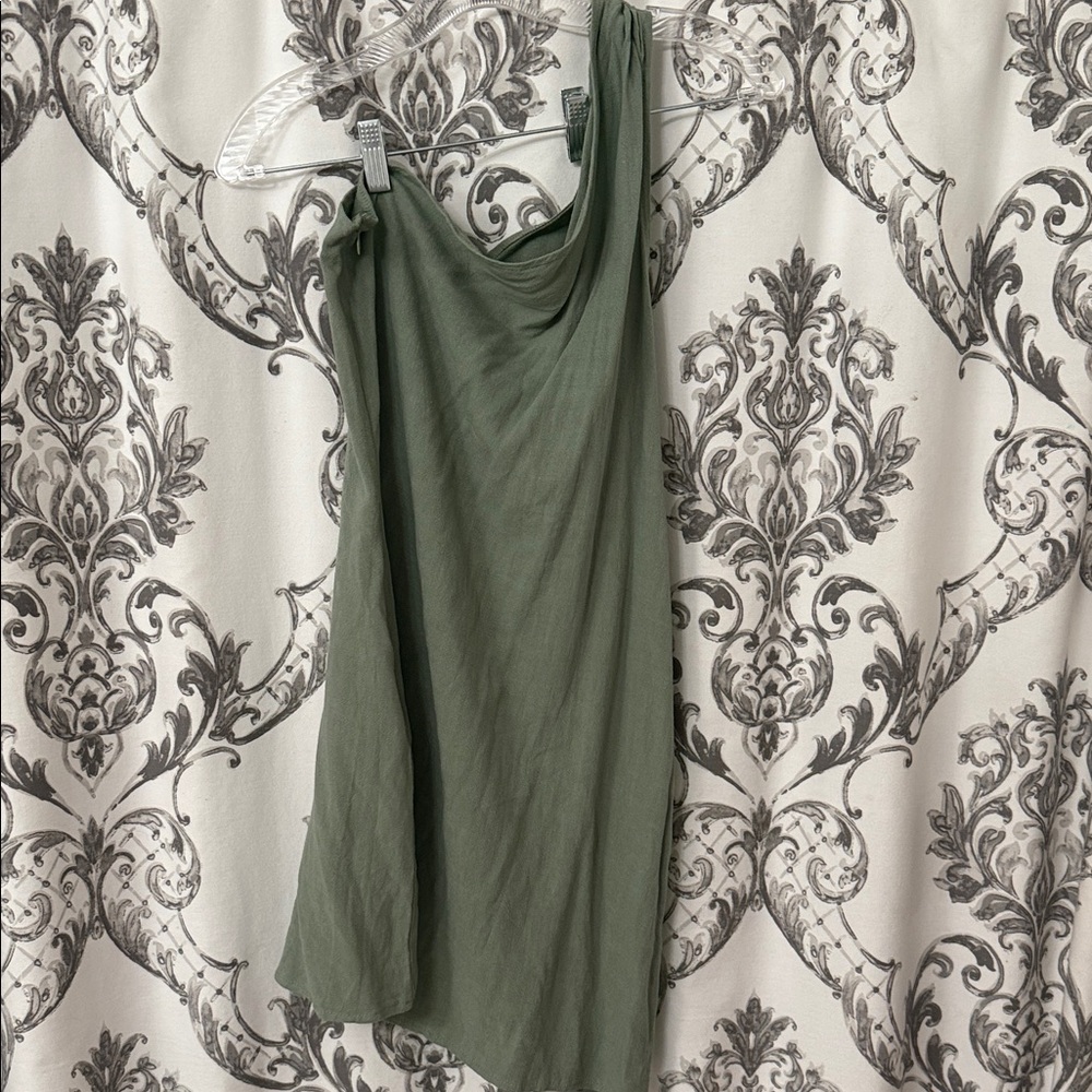Asymmetrical Olive Green Dress